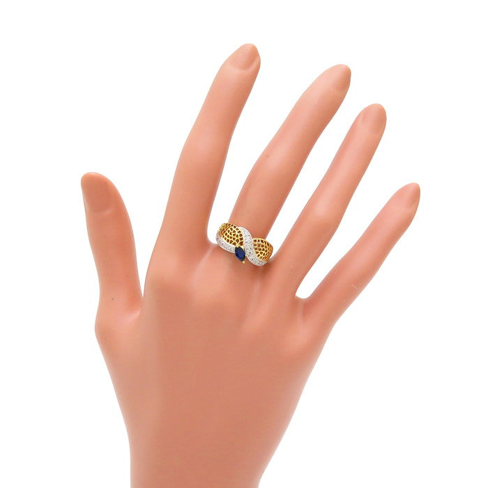 13号 コンビ 透かしデザイン サファイア 0.310ct ダイヤモンド 計0.15 