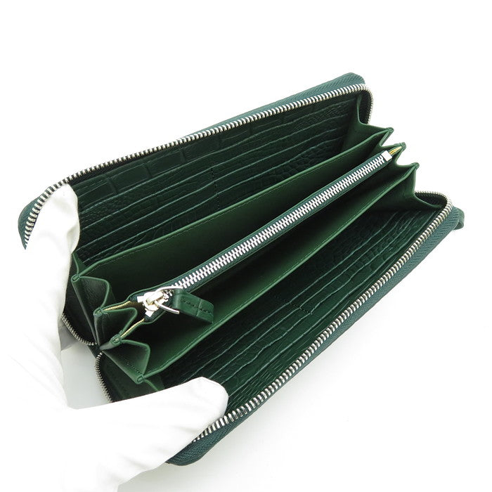 HL-9694-CR ☆未使用☆ マットクロコ ラウンド 外装一枚革 長財布 