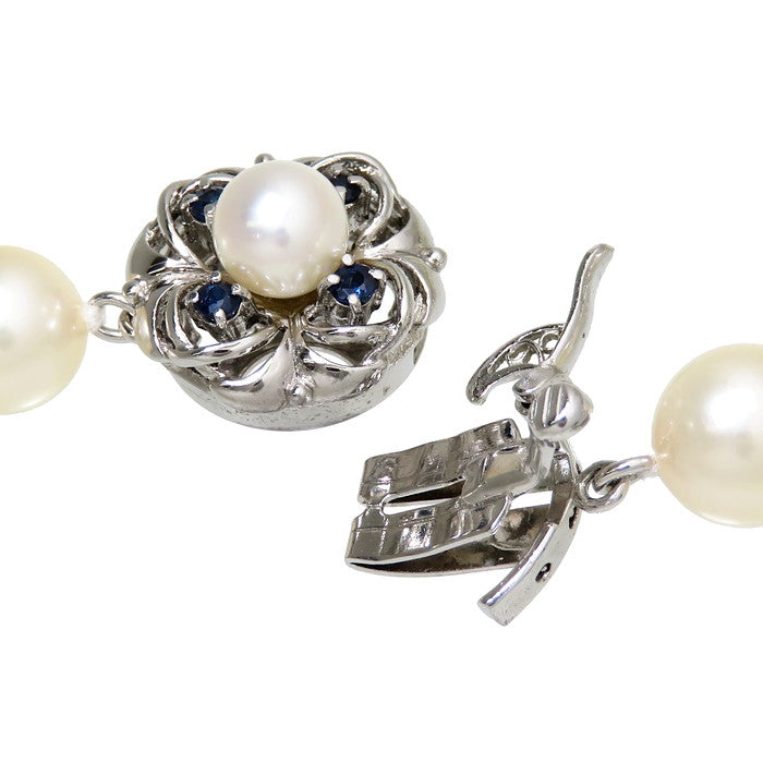 K14WGあこや真珠イヤリング あこや真珠ネックレス　セット イヤリングセット アコヤ真珠 8.6～8.9mm サファイア ネックレス