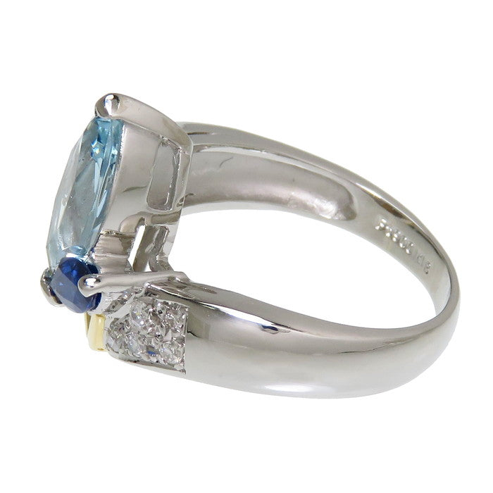 11号 コンビ アクアマリン サファイア 0.45ct ダイヤモンド 計0.11ct