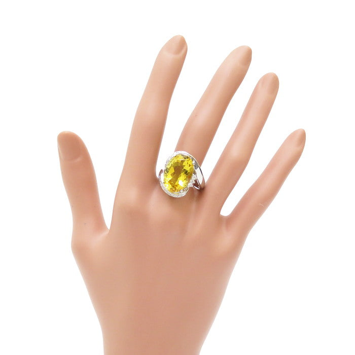 15号 イエローベリル 10.62ct ダイヤモンド 計0.33ct リング