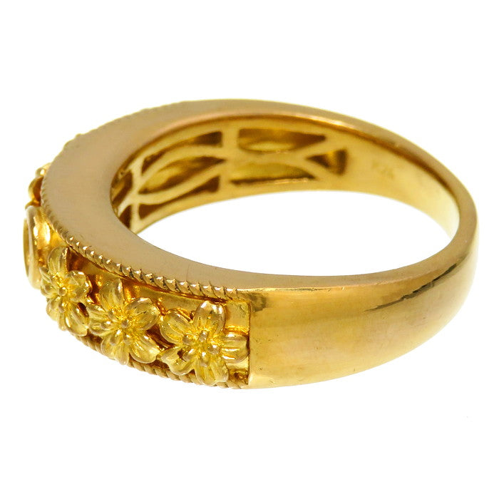 16号 花柄/フラワー 一粒ジュエリー ミル打ち ダイヤモンド 0.10ct 