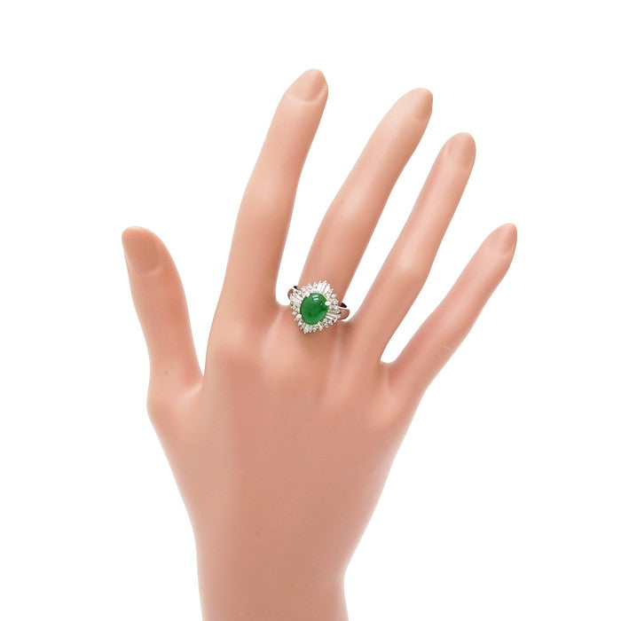 11.5号 翡翠 ダイヤモンド 計0.49ct リング・指輪 Pt900プラチナ 7.9g 