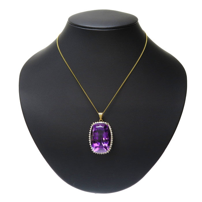 大粒 アメジスト 68.5ct 透明石 ペンダントトップ K14ゴールド 14金/金 