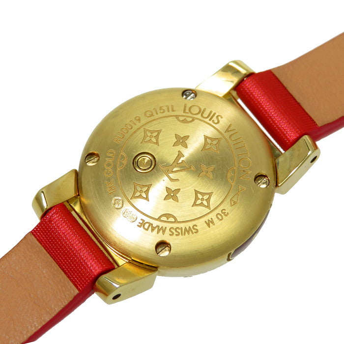 ルイ・ヴィトン LOUIS VUITTON 腕時計 タンブール ビジュ Q151PO 16ポイント ダイヤモンドラグ モノグラム スター ピンク  サンレイ文字盤 SS クオーツアナログ