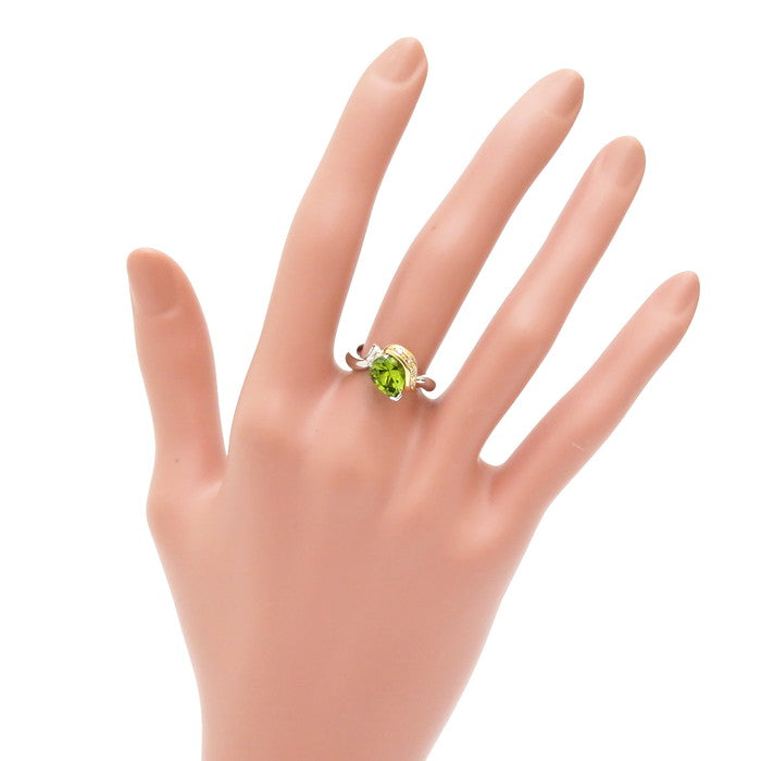 10.5号 コンビ ペリドット ダイヤモンド 計0.03ct リング・指輪 K18 