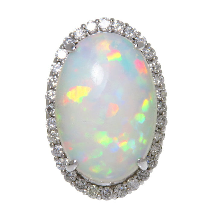 12.5号 オパール 16.40ct ダイヤモンド 計1.30ct リング・指輪 Pt900