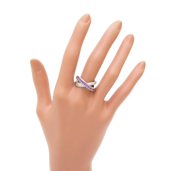 リング・指輪 13号 大ぶり ジュネ Jeunet K18ホワイトゴールド サファイア 0.88ct ダイヤモンド 0.35ct