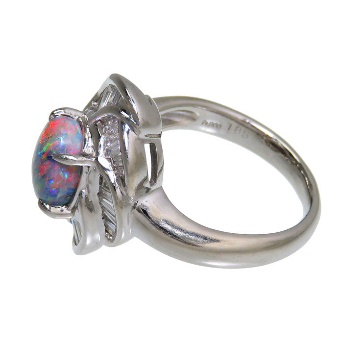 最高級品PT900オパール1.74ct ダイヤ0.13ctリング 13.5号 ブラックオパール 1.85ct ダイヤモンド 計0.83ct リング・指輪
