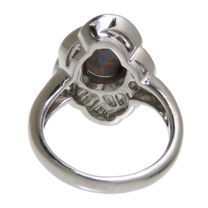 13.5号 ブラックオパール 1.85ct ダイヤモンド 計0.83ct リング・指輪