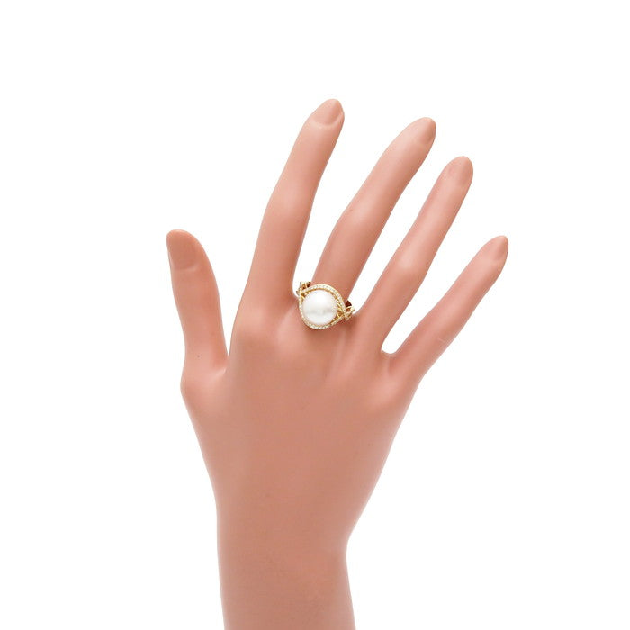 12号 白蝶真珠 11.5mm ダイヤモンド 計0.38ct リング・指輪 K18 