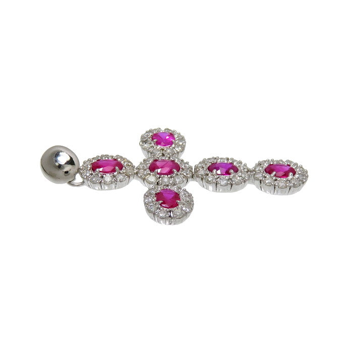 クロス ルビー 計0.70ct ダイヤモンド 計0.50ct ペンダントトップ 
