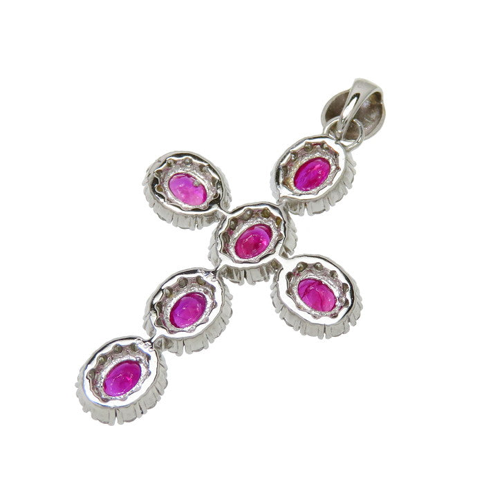 クロス ルビー 計0.70ct ダイヤモンド 計0.50ct ペンダントトップ 