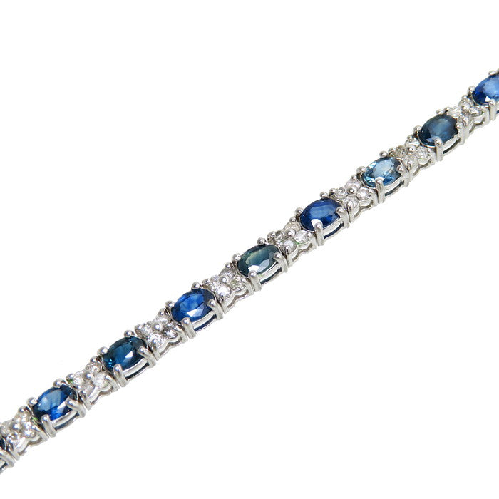 サファイア 計6.00ct ダイヤモンド 計1.00ct ブレスレット K18WG 