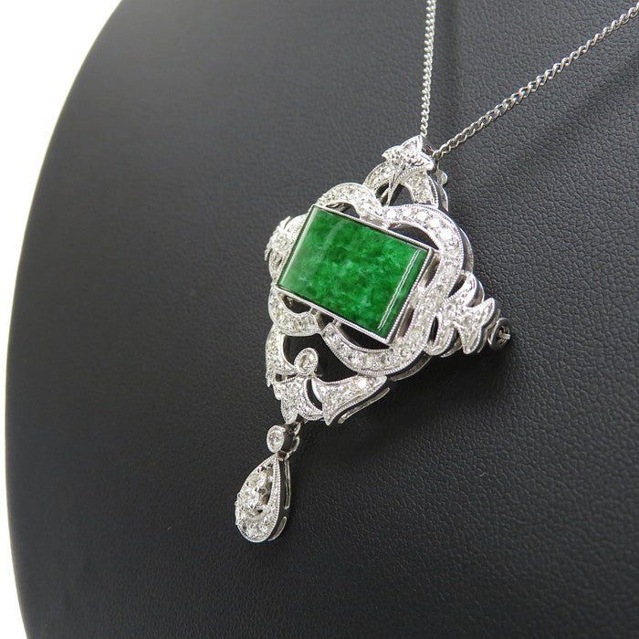 ブローチ兼用 翡翠 1.746ct ダイヤモンド 計1.00ct ペンダントトップ