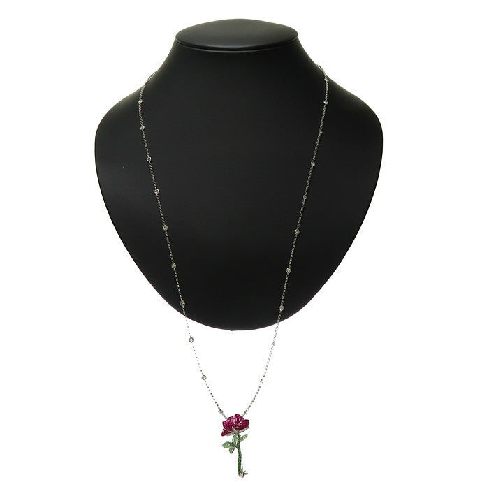 フラワー ブローチ兼用 ロング ルビー 計2.60ct グリーングロシュラーガーネット 計0.50ct ダイヤモンド 計0.04/計0.95ct ネックレス K18WGホワイトゴールド 18金 12.2g 70cm レディース
【中古】【真子質店】【NN】




【IDMoT】
