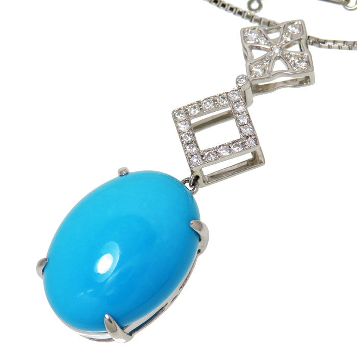 トルコ石/ターコイズ 13.31ct ダイヤモンド 計0.28ct ネックレス Pt900 