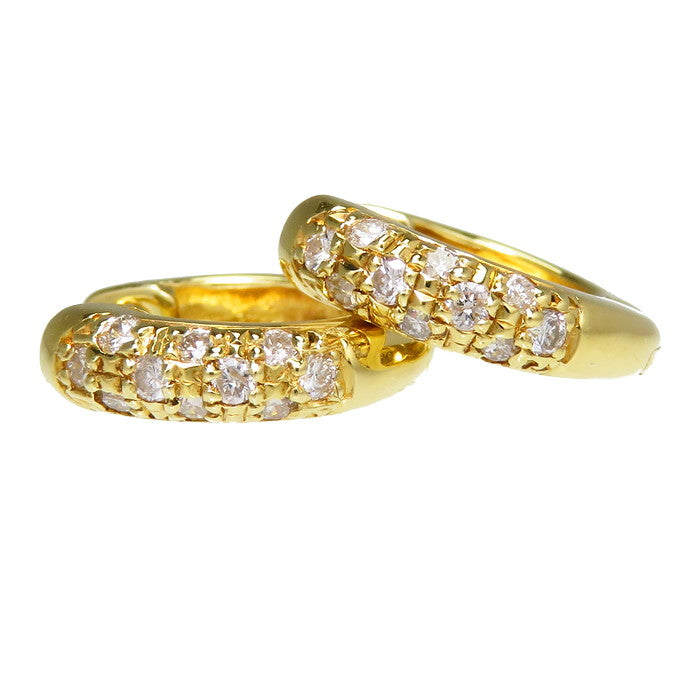 フープ ダイヤモンド 計0.15×2ct ピアス K18ゴールド 18金 3.4g 