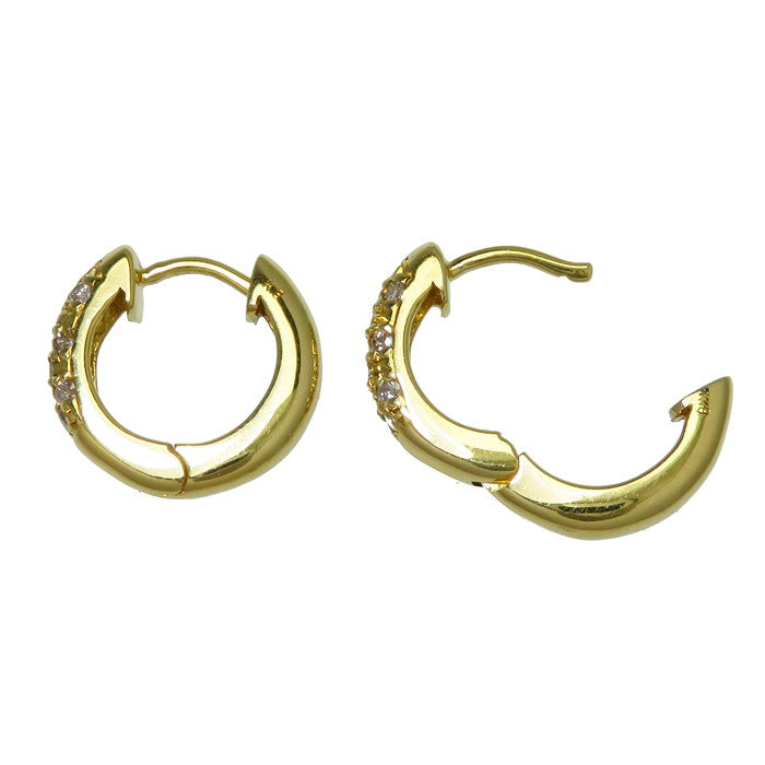フープ ダイヤモンド 計0.15×2ct ピアス K18ゴールド 18金 3.4g 