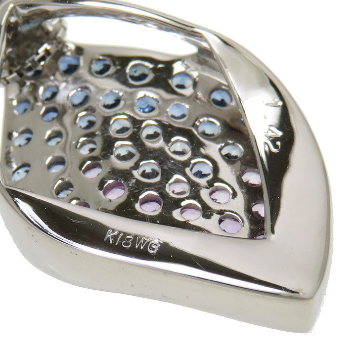 サファイア 計1.42ct ネックレス K18WGホワイトゴールド 18金 5.1g 