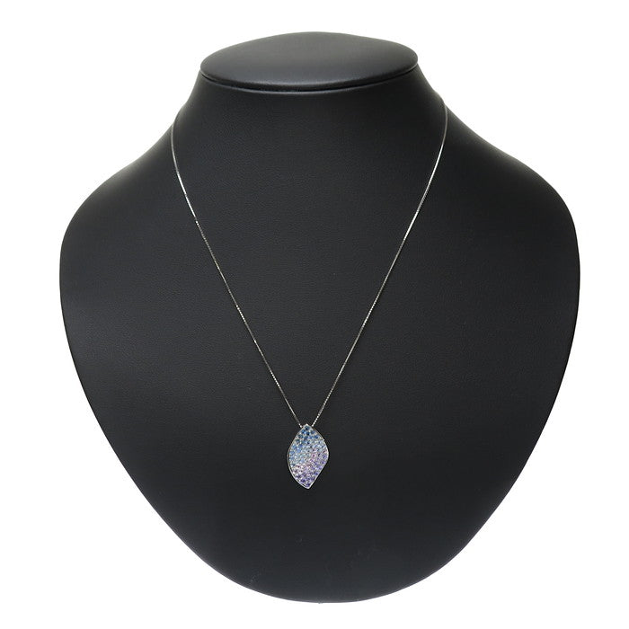 サファイア 計1.42ct ネックレス K18WGホワイトゴールド 18金 5.1g 