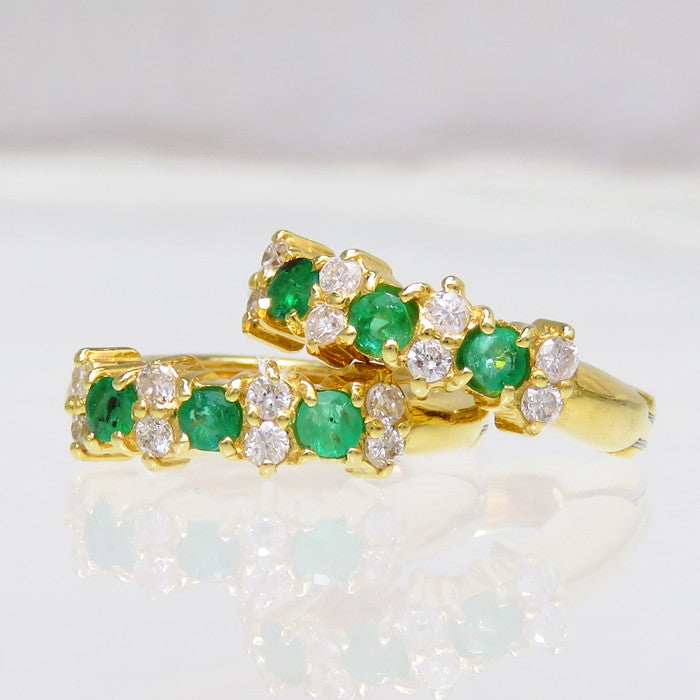 イヤクリップ エメラルド ダイヤモンド 計0.08×2ct イヤリング K18 