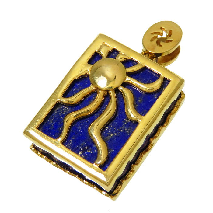 K18 月モチーフ ラピス ペンダントトップ ダイヤ0.08ct