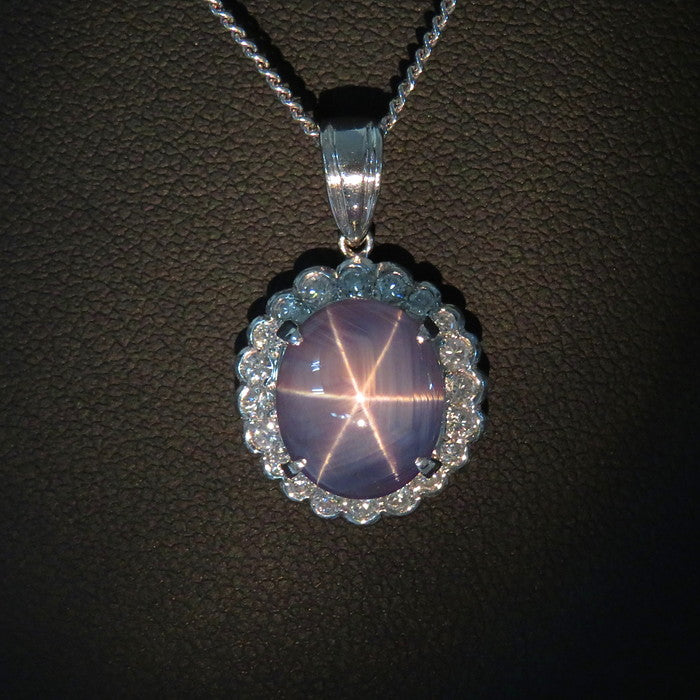 スターサファイア 5.62ct ダイヤモンド 計0.39ct ペンダントトップ 
