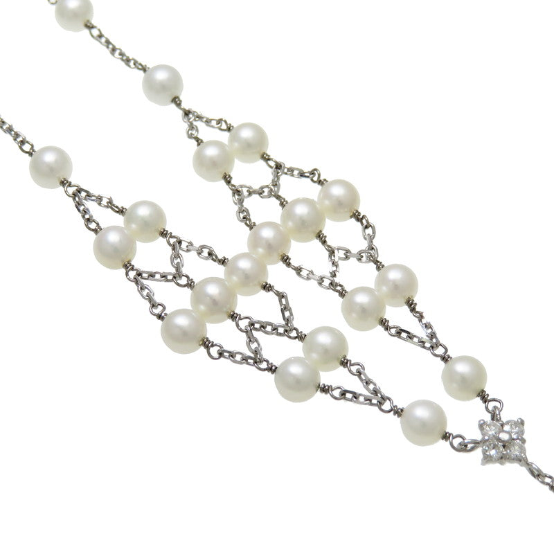 淡水真珠 4.4〜9.5mm ダイヤモンド 計0.12ct ネックレス K18WGホワイト