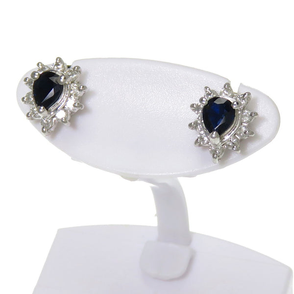 スタッド サファイア 0.24×2ct ダイヤモンド 計0.14×2ct ピアス Pt850 