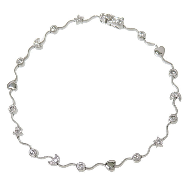 ステーション ハート 月/ムーン 星/スター ウェーブ ダイヤモンド 計0.50ct ブレスレット K18WGホワイトゴールド 18金 5.4g 17.4cm レディース
【中古】【真子質店】【NN】




【DSMo】