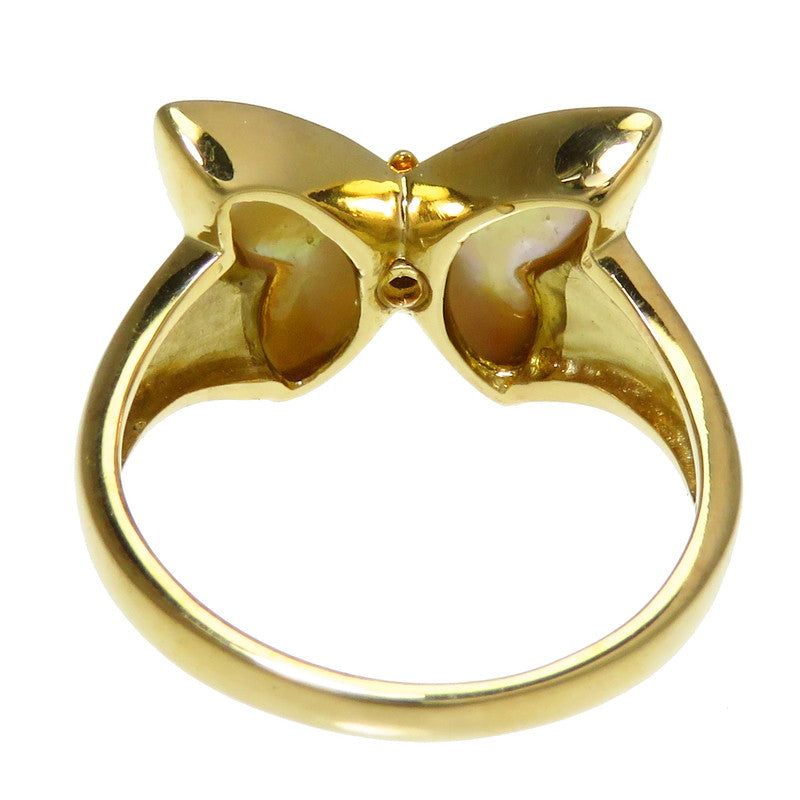 森英恵蝶のリングマベパール　黄金の蝶の指輪台座は蝶をかたどってあります