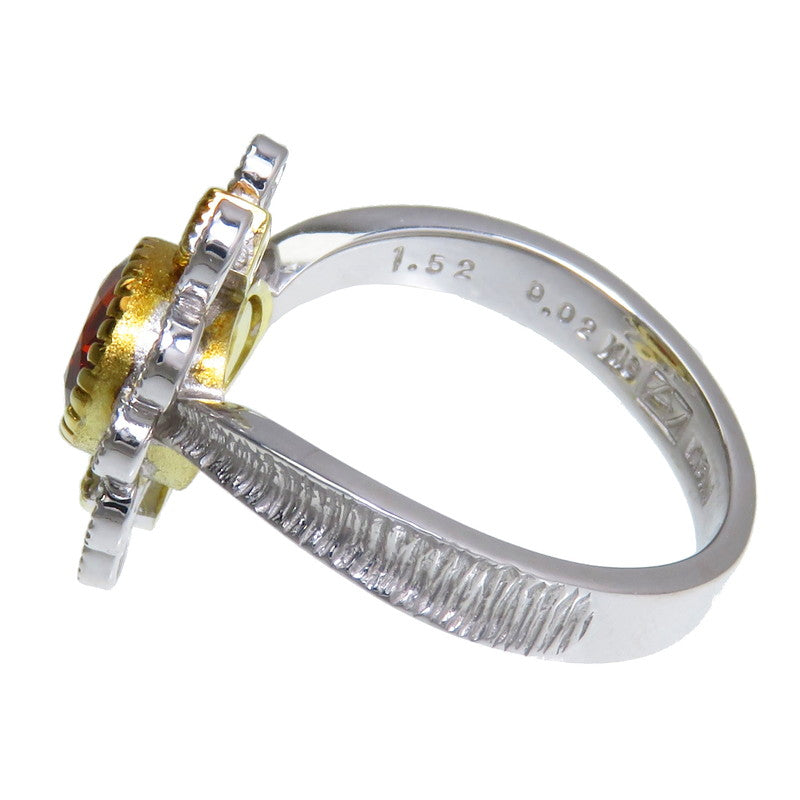 K18WG ガーネット0.80ct ダイヤ0.04ct 指輪 11号R3354 - リング(指輪)