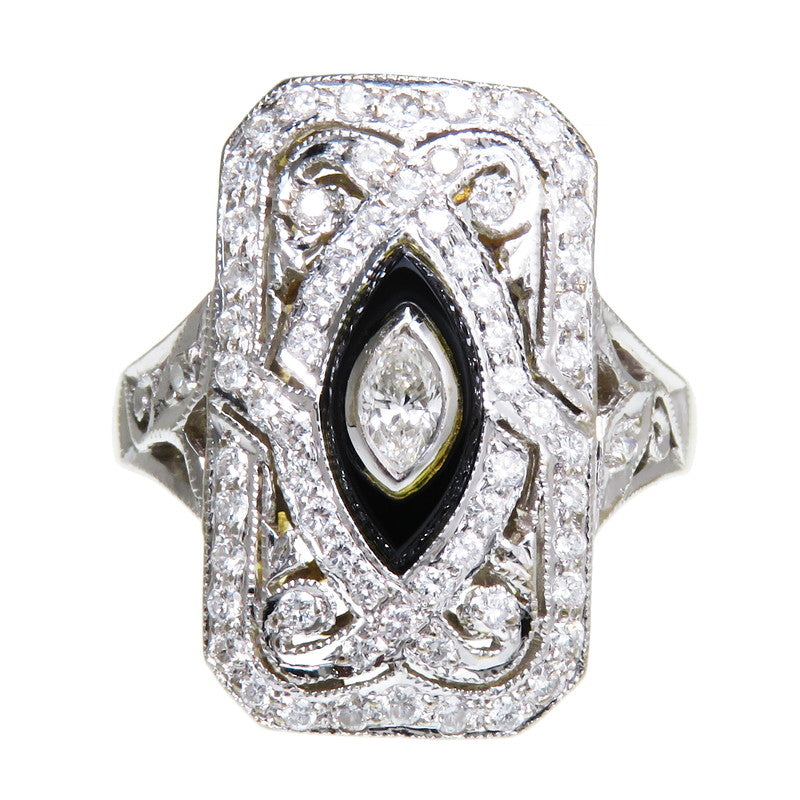 13.5号【TASAKI/タサキ】 △刻印ほぼ消え オニキス ダイヤモンド 計0.65ct リング・指輪 K18YGイエローゴールド  18金/K18WGホワイトゴールド 18金 8.0g レディース, 【中古】【真子質店】【NN】, 【STD】