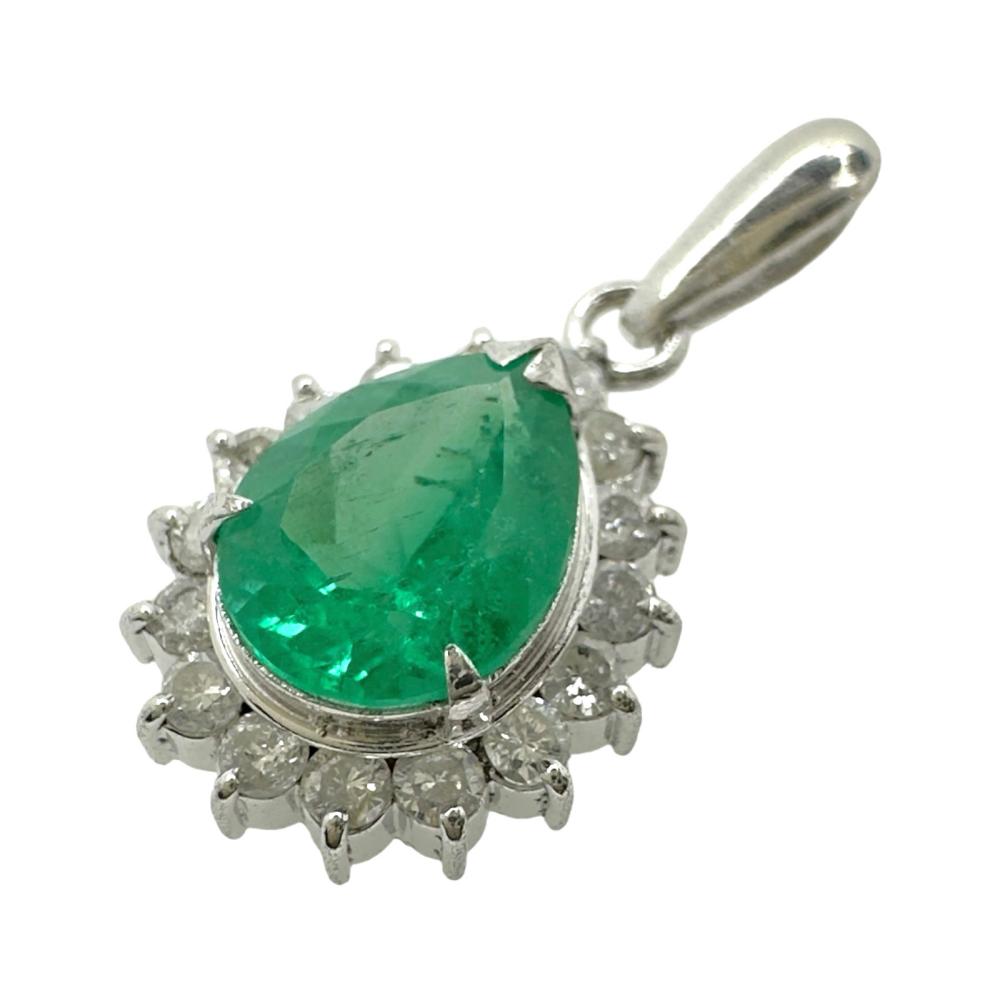エメラルド 1.16ct ダイヤモンド 計0.32ct ペンダントトップ Pt900