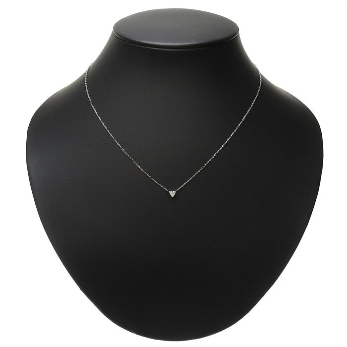 ハート 一粒ジュエリー ダイヤモンド 0.16ct ネックレス K18WGホワイト 