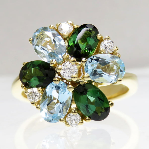 12号 花/フラワー グリーン トルマリン ブルー トパーズ ダイヤモンド 計0.20ct リング・指輪 K18ゴールド 18金 6.0g レディース
【中古】【真子質店】




【MaDI】