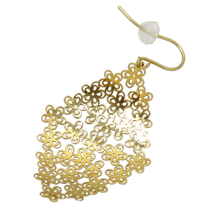 未使用・展示品 花/フラワー フック ピアス K18ゴールド 18金 2.3g 