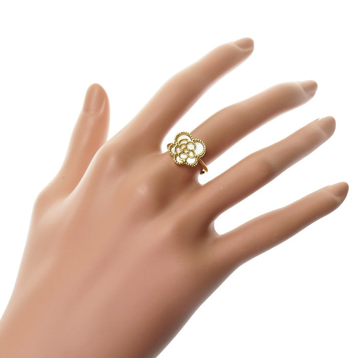 11号 花/フラワー ホワイトシェル リング・指輪 K18ゴールド 18金 2.8g 