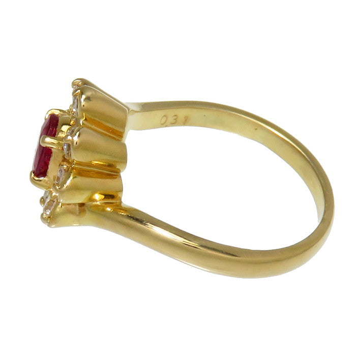 12号 花/フラワー ルビー 0.58ct ダイヤモンド 計0.31ct リング・指輪 