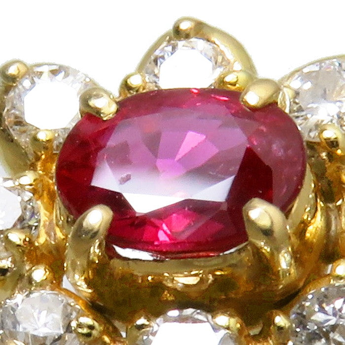 12号 花/フラワー ルビー 0.58ct ダイヤモンド 計0.31ct リング・指輪 