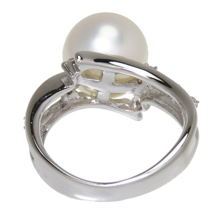 11号 白蝶真珠 約11.0mm程度 ダイヤモンド 計0.12ct リング・指輪  