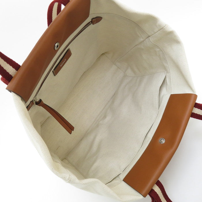 BALLY トートバッグ アイボリー キャンバス BALLY/バリー】 トートバッグ キャンバス/レザー アイボリー ユニ