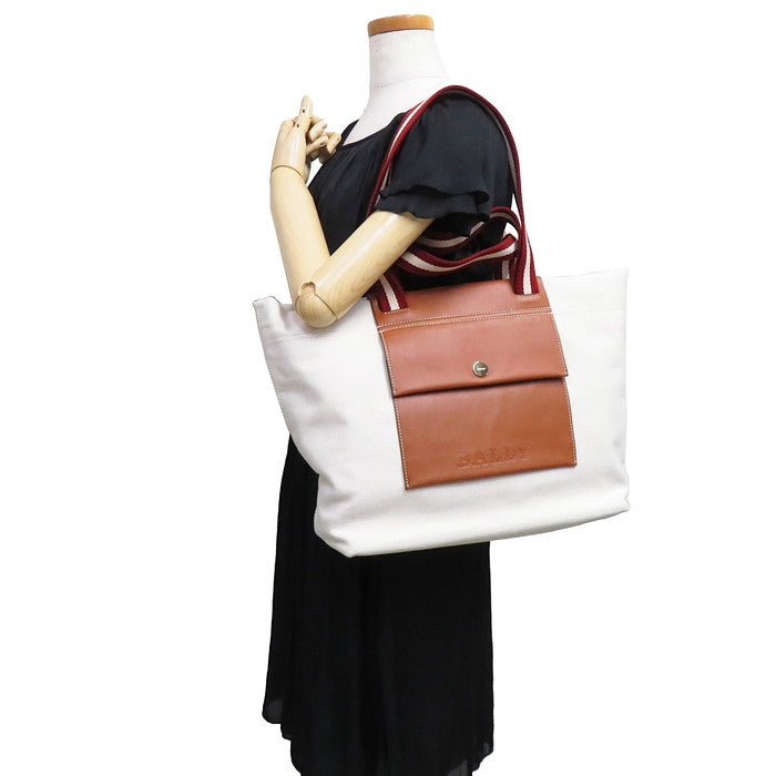 BALLY/バリー】 トートバッグ キャンバス/レザー アイボリー ユニ