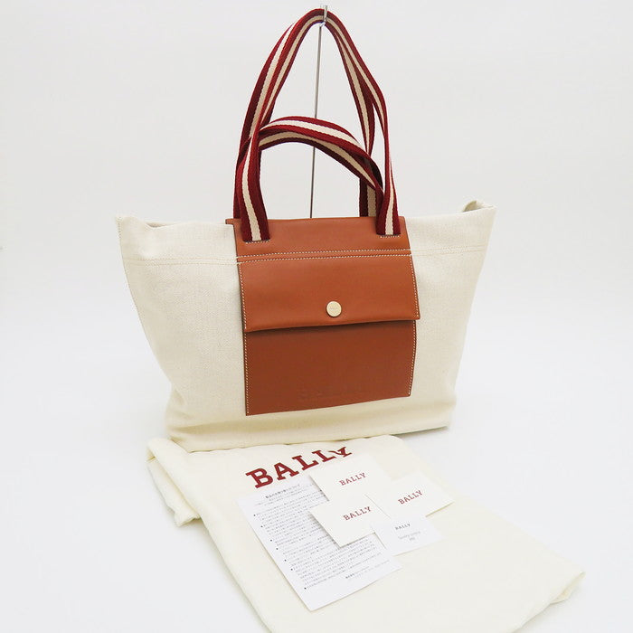 BALLY/バリー】 トートバッグ キャンバス/レザー アイボリー ユニ