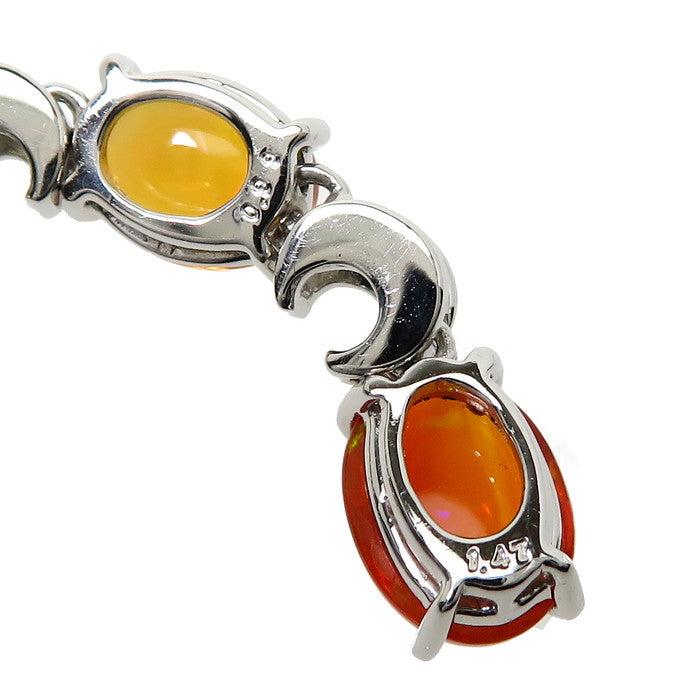 ファイアオパール 1.47/0.99/0.74ct ダイヤモンド 計0.11ct ネックレス 