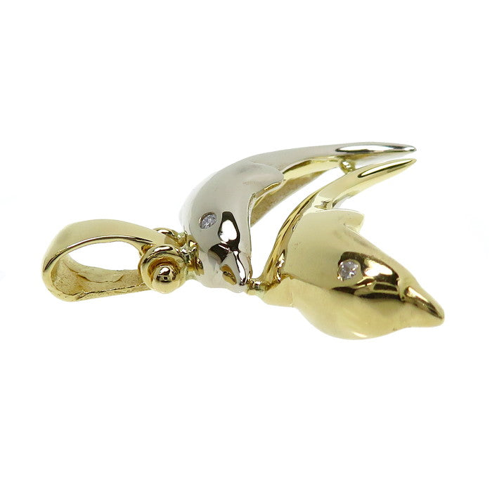 イルカ/ドルフィンモチーフ ダイヤモンド 計0.02ct ペンダントトップ 