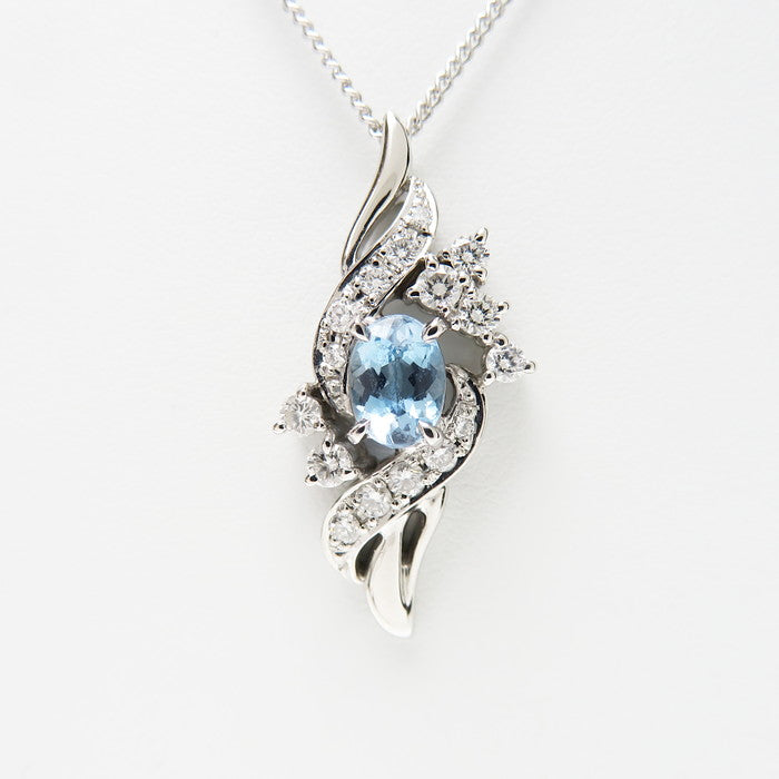 POLA/ポーラ】 アクアマリン 0.60ct ダイヤモンド 計0.49ct ペンダント 