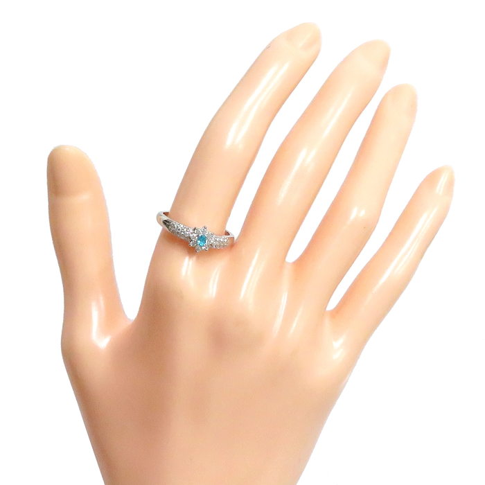 11.5号 パライバトルマリン 0.06ct ダイヤモンド 計0.29ct リング