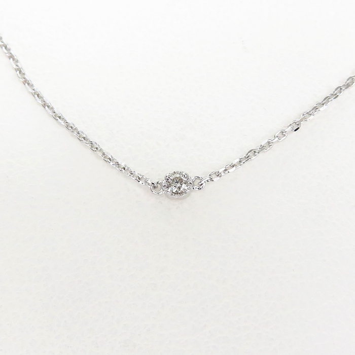 ステーション ダイヤモンド 計0.16ct ネックレス K18WGホワイト 